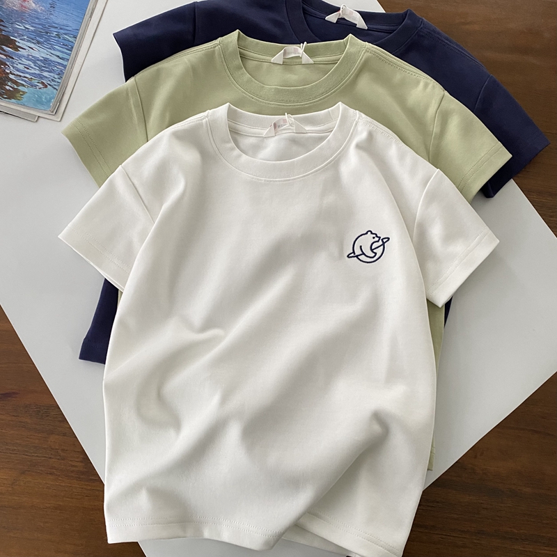 单穿打底都需要/纯色圆领短袖T恤