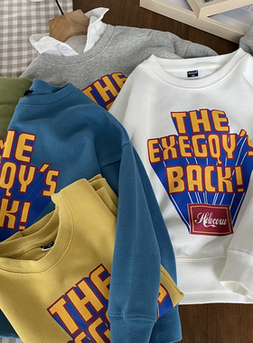 捡漏！搬仓库清仓！男童复古风潮款字母卫衣春秋套头白色黄色