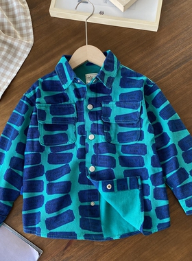 S X【CN3720】纯棉帆布棉~绿色衬衫式外套