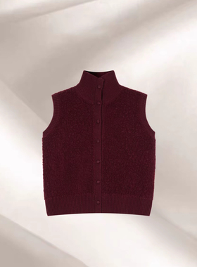 CocoHerben秋冬新款女士显瘦百搭绵羊毛圈圈毛无袖马甲HBT0962