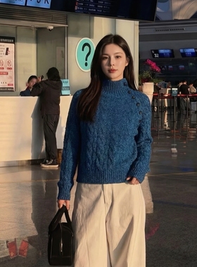 CocoHerben长袖休闲风针织毛针织衫提花保暖开衫毛衣HBZ090