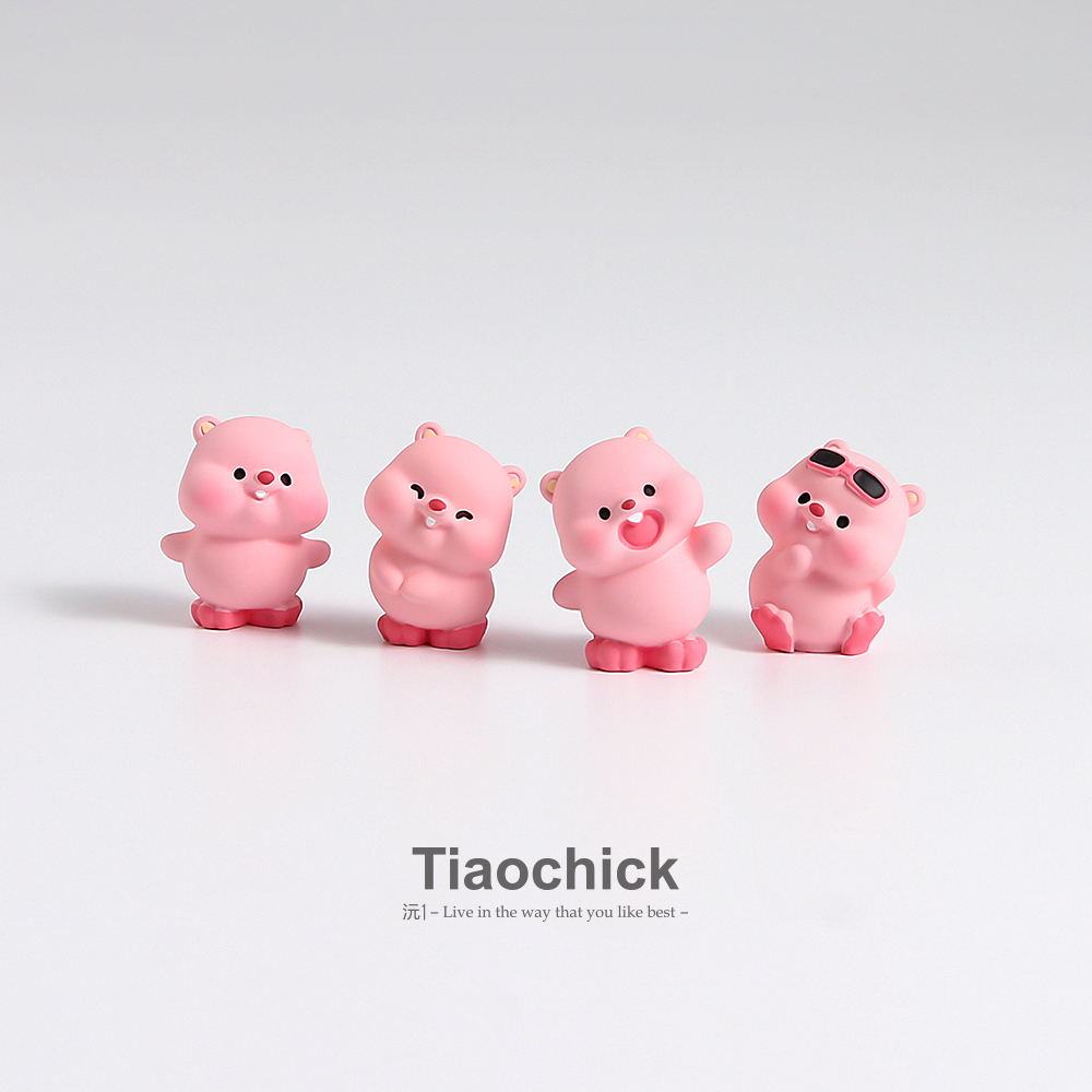 EMO了！摆几只粉嫩嫩小海狸治愈情绪解压桌面办公工位小摆件