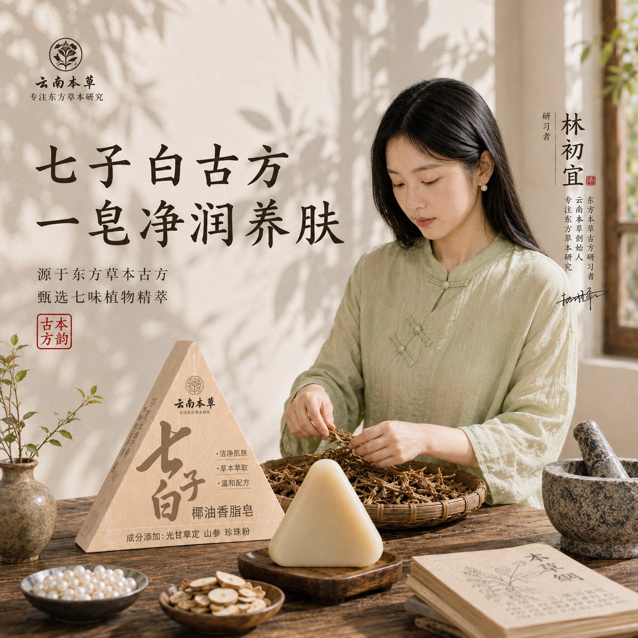 七子白草本洗面皂控油去黑头