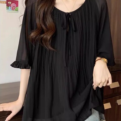 大码女装胖mm2025夏季新款雪纺衫