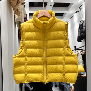 新国标90白鸭绒女士轻薄短款立领排骨羽绒服马甲保暖泡芙宽松背心