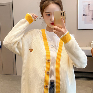 女2020春季 外套短款 新款 宽松开衫 上衣 慵懒风毛衣韩版 网红针织衫