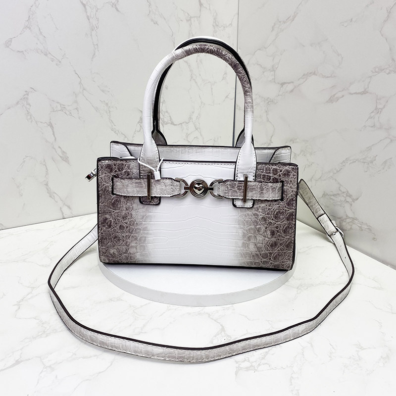 灰白渐变蛇纹时尚手提包法式小众精致长方包女士气质单肩斜挎包