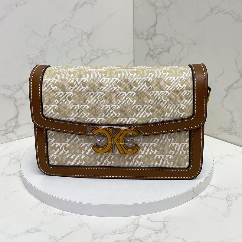 棕色拼接小方包高颜值女精致包包