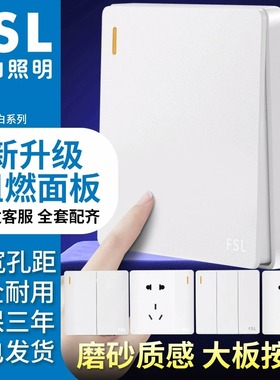 佛山照明开关插座86型F31暗装家用一开五孔 多孔白电脑16A面板USB