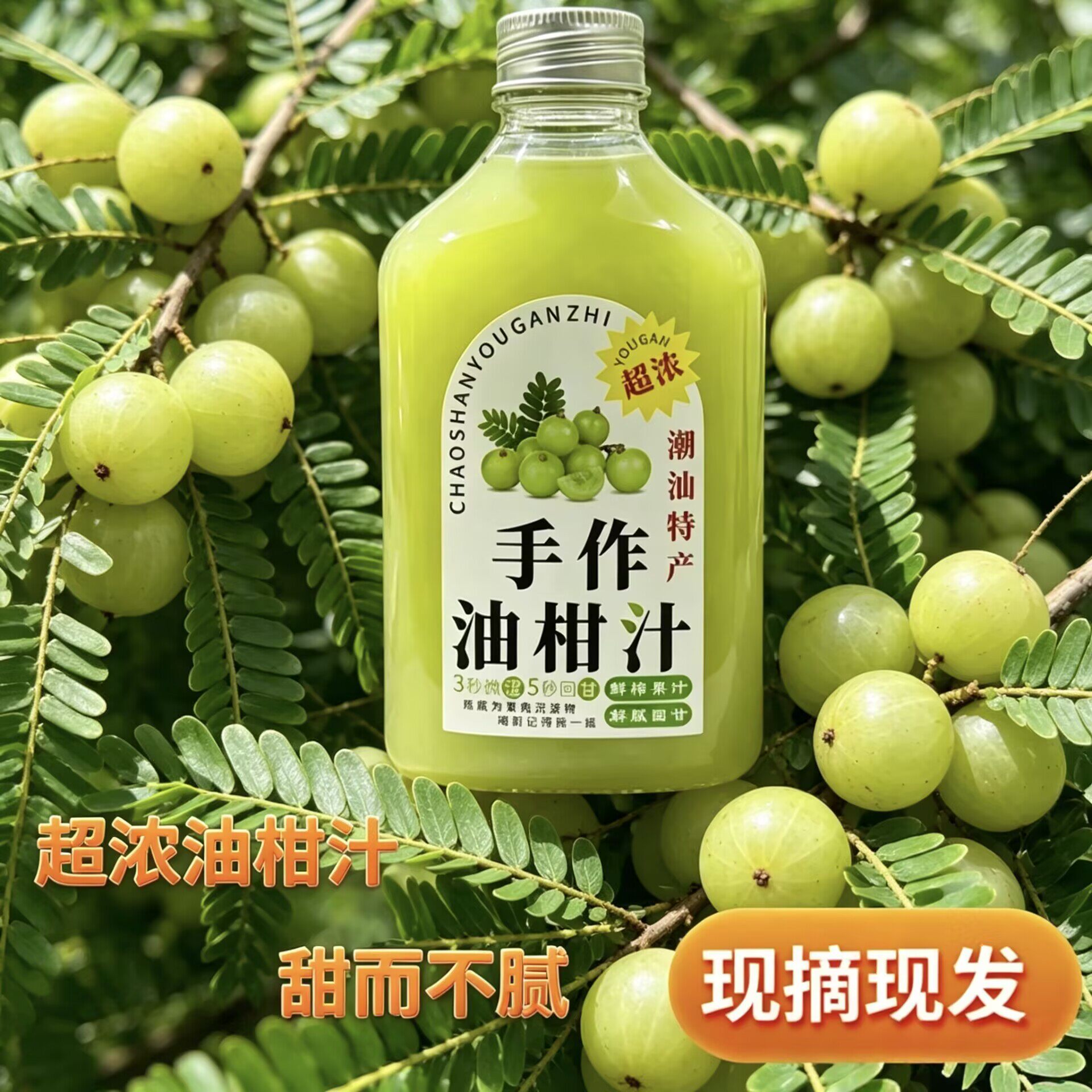 超浓油柑汁鲜榨果汁无添加剂100%纯果肉油甘果潮汕特产新鲜现榨