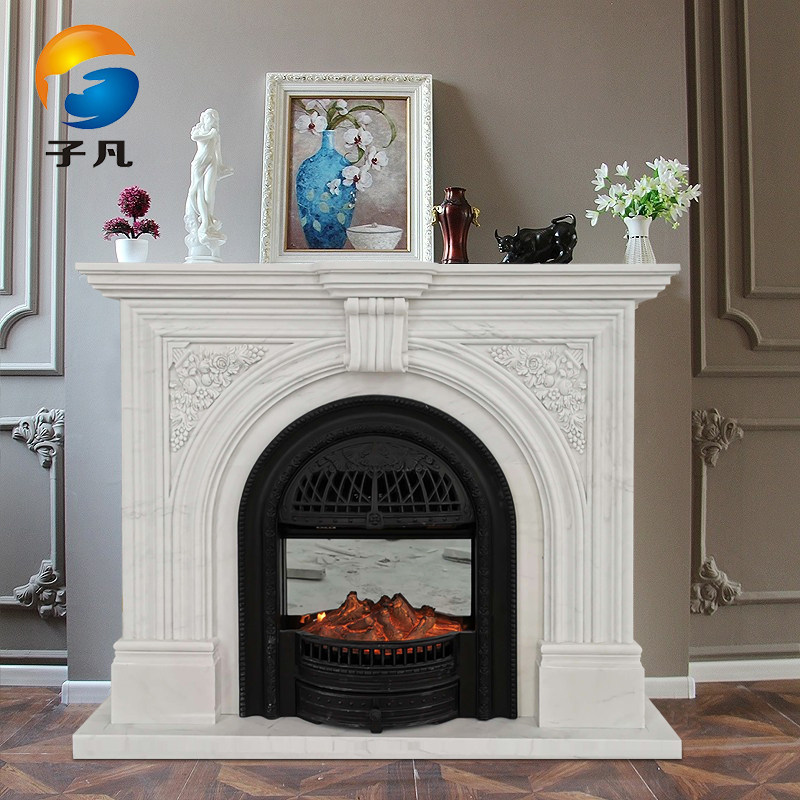 子凡大理石壁炉美式简约风格别墅玄关定制石雕石材壁炉架装饰摆件