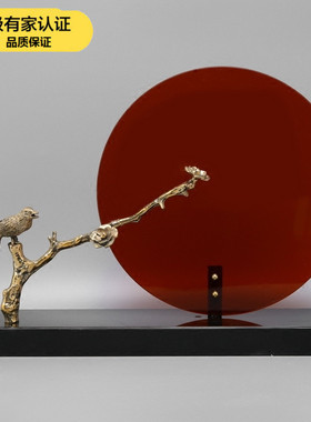 新中式风亚克力铜摆件软装饰品