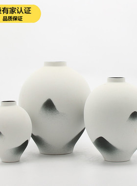 新中式风山水墨纹陶瓷禅意花瓶