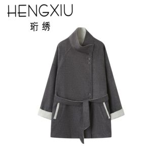 【专柜大清仓】珩绣秋冬季韩系百搭立领大衣短外套X-250867