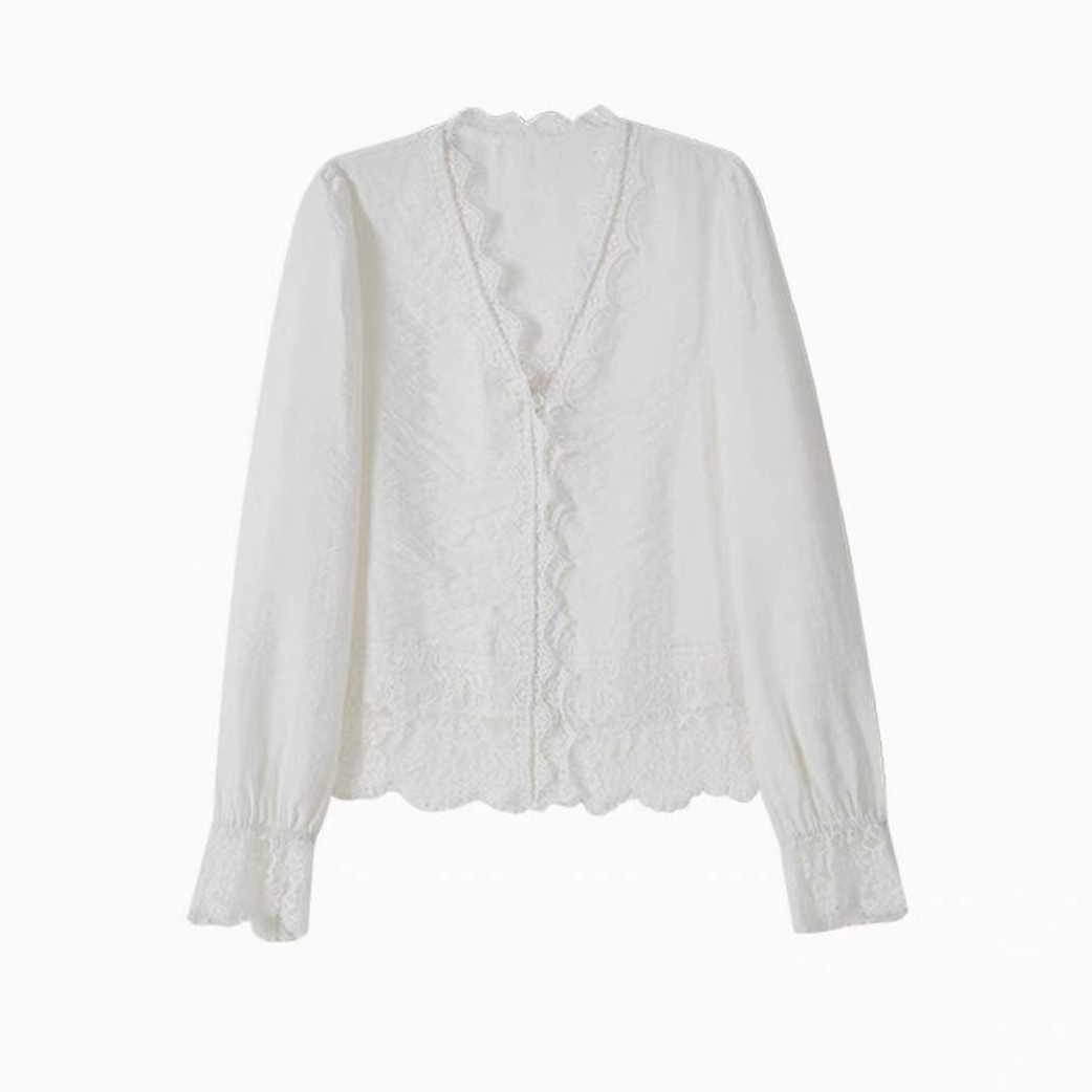 【专柜大上新】2025立体V领设计衬衫镂空衬衣JS-X770175