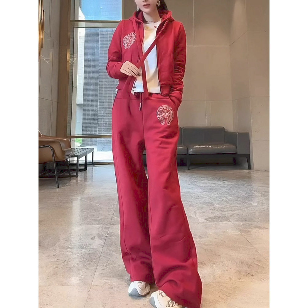 新中式国风刺绣印花抽绳连帽卫衣外套高腰阔腿休闲长裤时尚套装女,女装/女士精品,时尚套装,淘宝优惠券,粉丝福利购,淘宝优惠卷