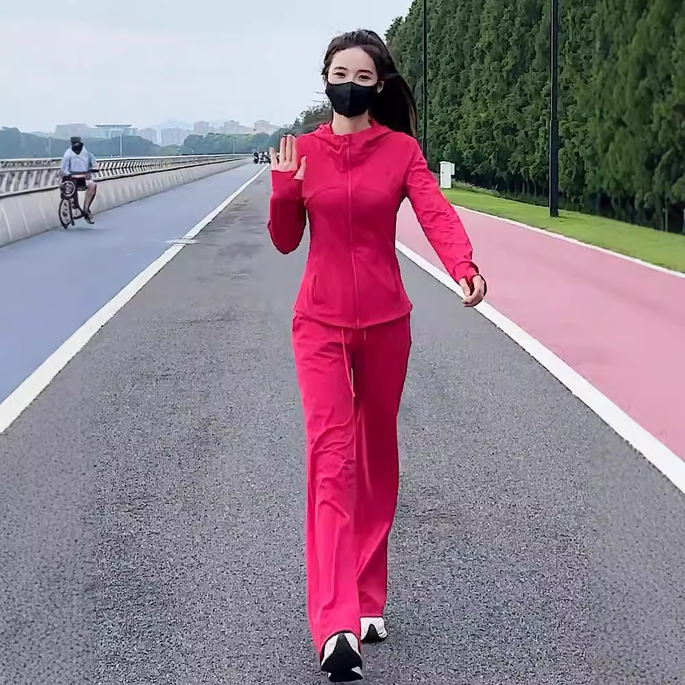 春秋跑步健身运动休闲时尚套装女