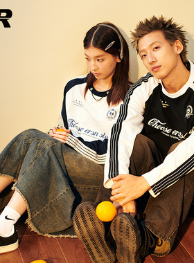 【黄俊捷同款】ER插肩袖美式条纹t恤2024秋季新款长袖宽松打底衫