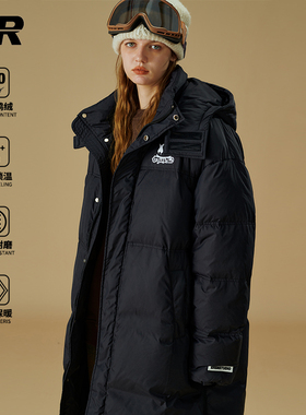 ER基础中长款过膝羽绒服男2024冬季保暖90白鸭绒羽绒被潮牌情侣装