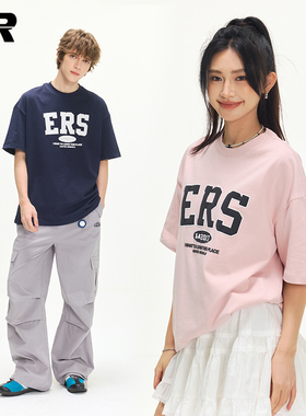 【凉感】ER美式复古2025夏潮牌情侣圆领休闲宽松短袖T恤男女同款
