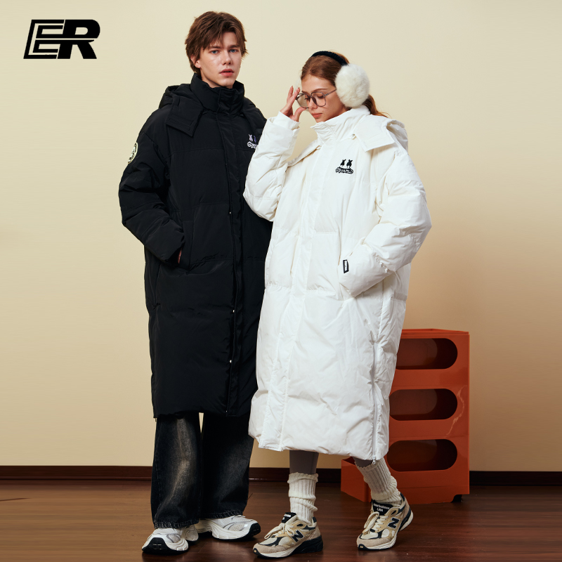卓沅陈少熙ER连帽中长款羽绒服
