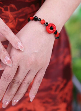 珠花蝶度女古风编织手链性价比