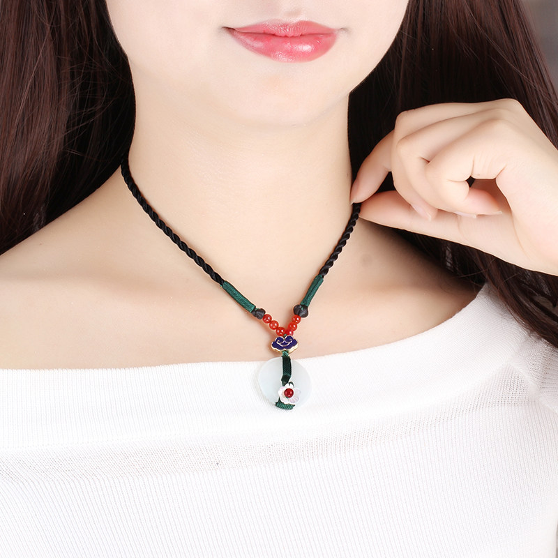 民族风项链白玉平安扣吊坠气质女配饰挂绳锁骨链春夏饰品简约颈带在类目 饰品/流行首饰/时尚饰品新, 项链中 - 来自Buy2taobao.com提供专业的淘宝代购服务