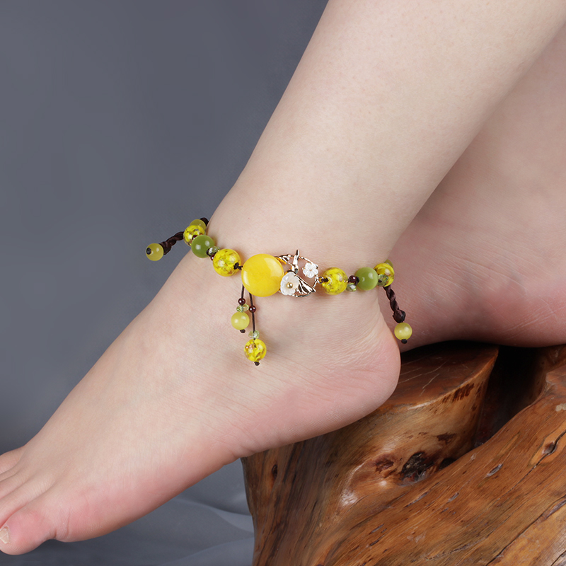 民族风脚链女款原创手工编织古风