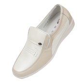 单鞋 春秋季 浅色男皮鞋 商务休闲白鞋 真皮中年软底爸爸鞋 米白色男鞋