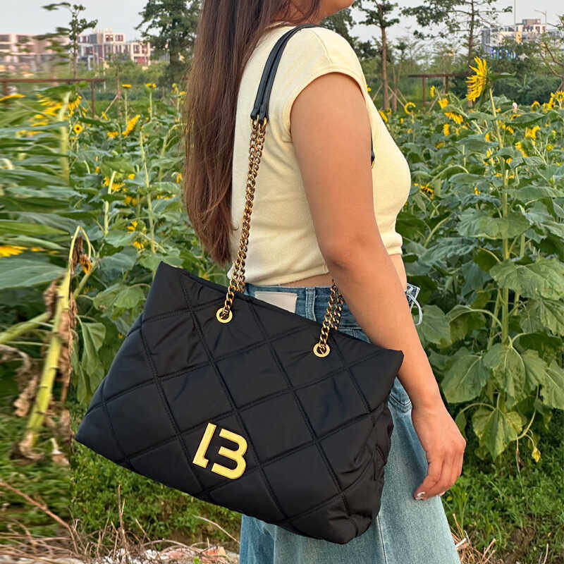 Bimba y lola新款茶金链条包 时尚尼龙单肩托特包女 大容量购物袋,箱包皮具/热销女包/男包,托特包,淘宝优惠券,粉丝福利购,淘宝优惠卷