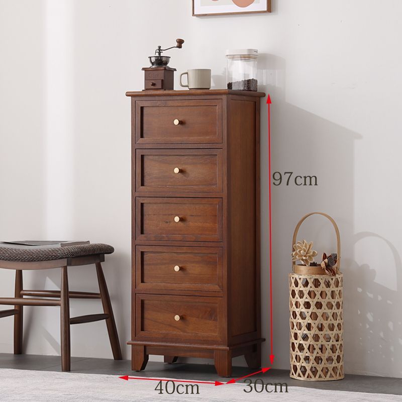 加厚全实木床头柜迷你复古五斗柜夹缝窄柜简约抽屉式收纳柜边角柜