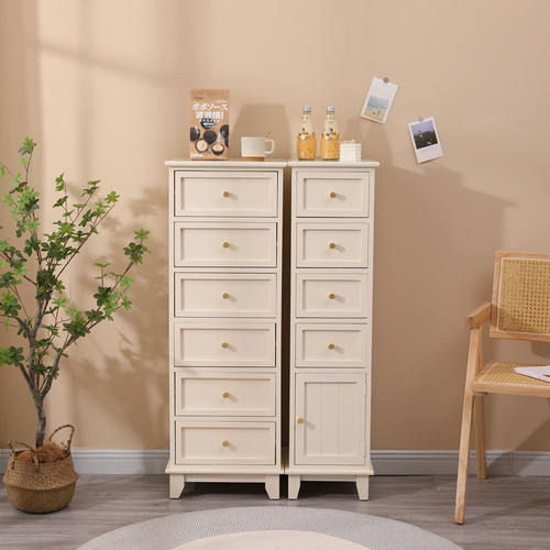 加厚全实木床头柜迷你复古五斗柜夹缝窄柜简约抽屉式收纳柜边角柜