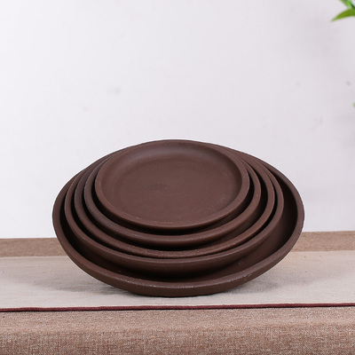 紫砂圆形底座小号陶瓷花盆托盘