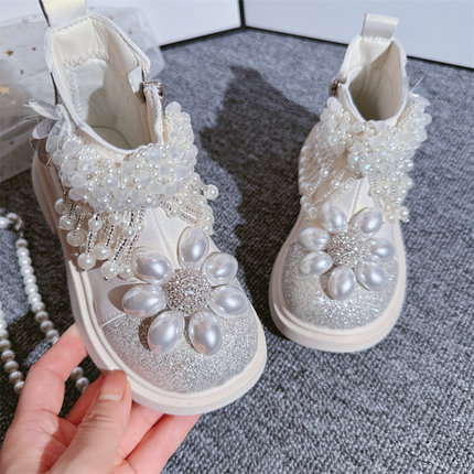 宝宝公主靴冬天新款儿童短靴加绒女宝棉靴单靴皮靴马丁靴女童靴子