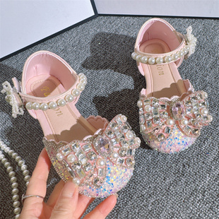 女童公主鞋春季水晶鞋儿童鞋子2025新款配礼服女孩小皮鞋宝宝软底