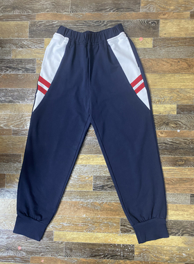 佛山定制秋冬夏款中小学生纯棉校服裤深蓝裤子拼白三角2小红道紧