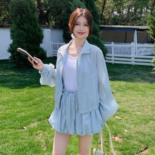 时尚 现货衬衫 新款 优质2025年夏季 防晒上衣花苞半身裙两件套 夏装