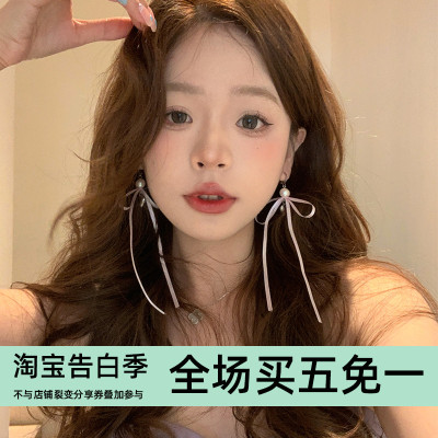 林肉完蝴蝶结爱心耳环少女缎带