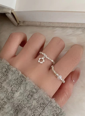 林肉完碎银子花朵戒指气质百搭