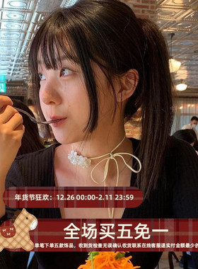 亚克力花朵choker复古项链