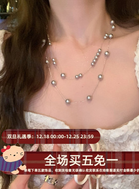 双层满天星珍珠项链女高级感