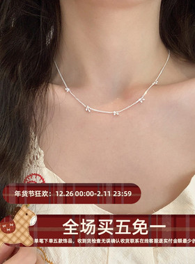 林肉完纯银樱桃项链甜美锁骨链