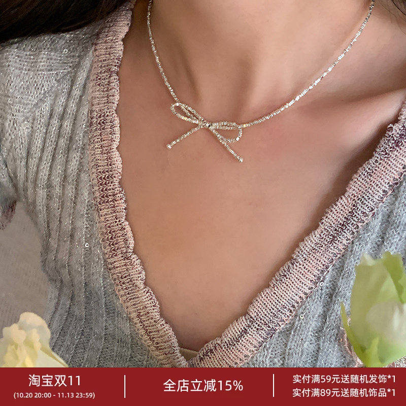 林肉完碎银几两项链蝴蝶结小众