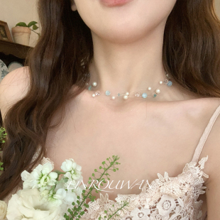 林肉完有氧夏日超仙鱼线隐形项链女轻奢高级感锁骨链百搭颈链配饰