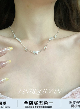 蝴蝶结珍珠项链女轻奢气质choker