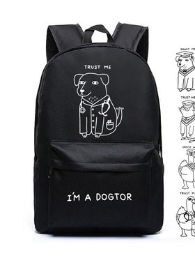 trust me相信我我是一个博士双肩包搞笑图案印花基础黑色书包
