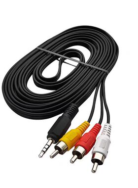 电视网络机顶盒一分三AV复合音视频转接输入线3.5转3rca莲花插头 1.2 米