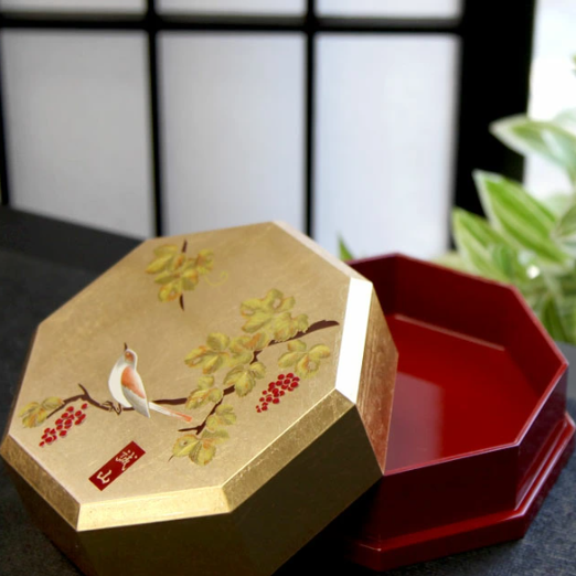 山中漆器复古金箔八角小收纳盒