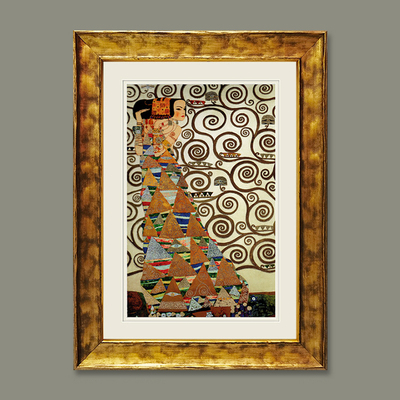 Gustav Klimt名画作品烫金工艺原版画芯复古美式玻璃挂画客厅卧室