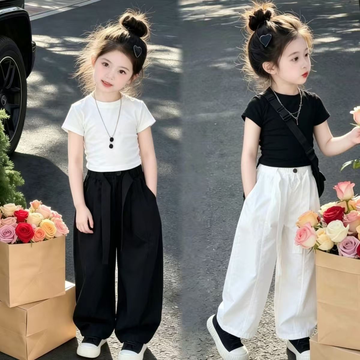 童装女短袖体恤2026夏装新款儿童时髦美式风上衣夏季宝宝短款休闲
